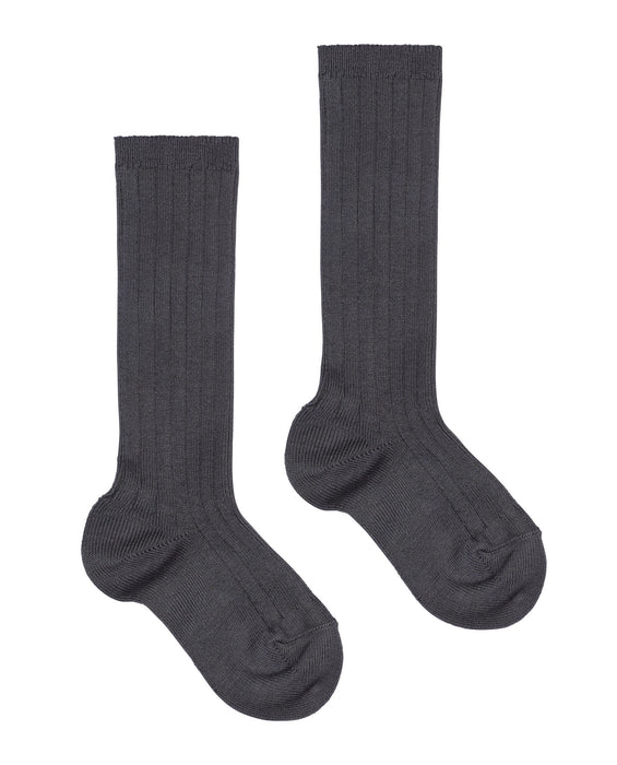 Ribbed knee high socks - slate