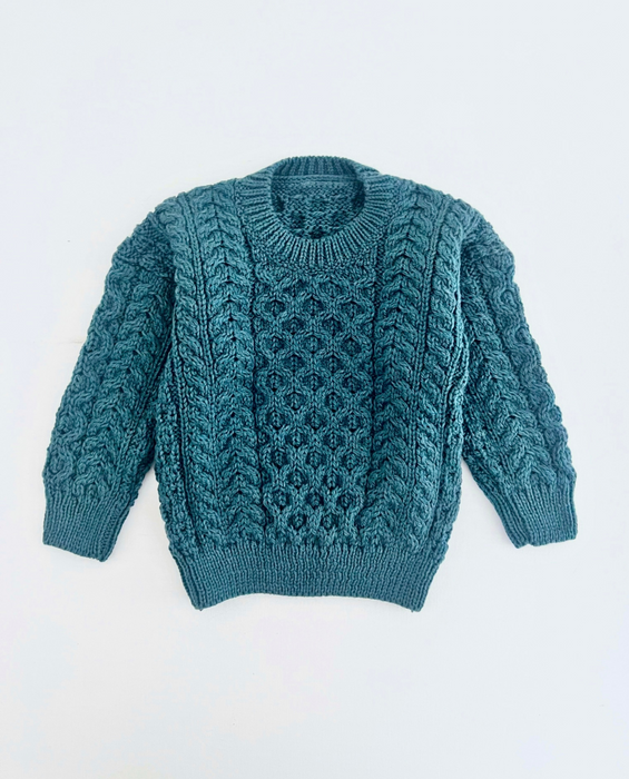 Hand-knitted Jumper - merino teal