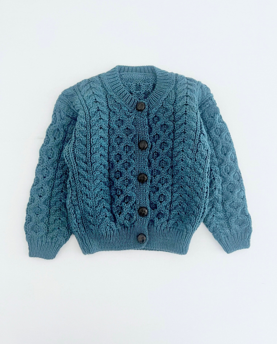 Hand-knitted Cardigan - merino teal