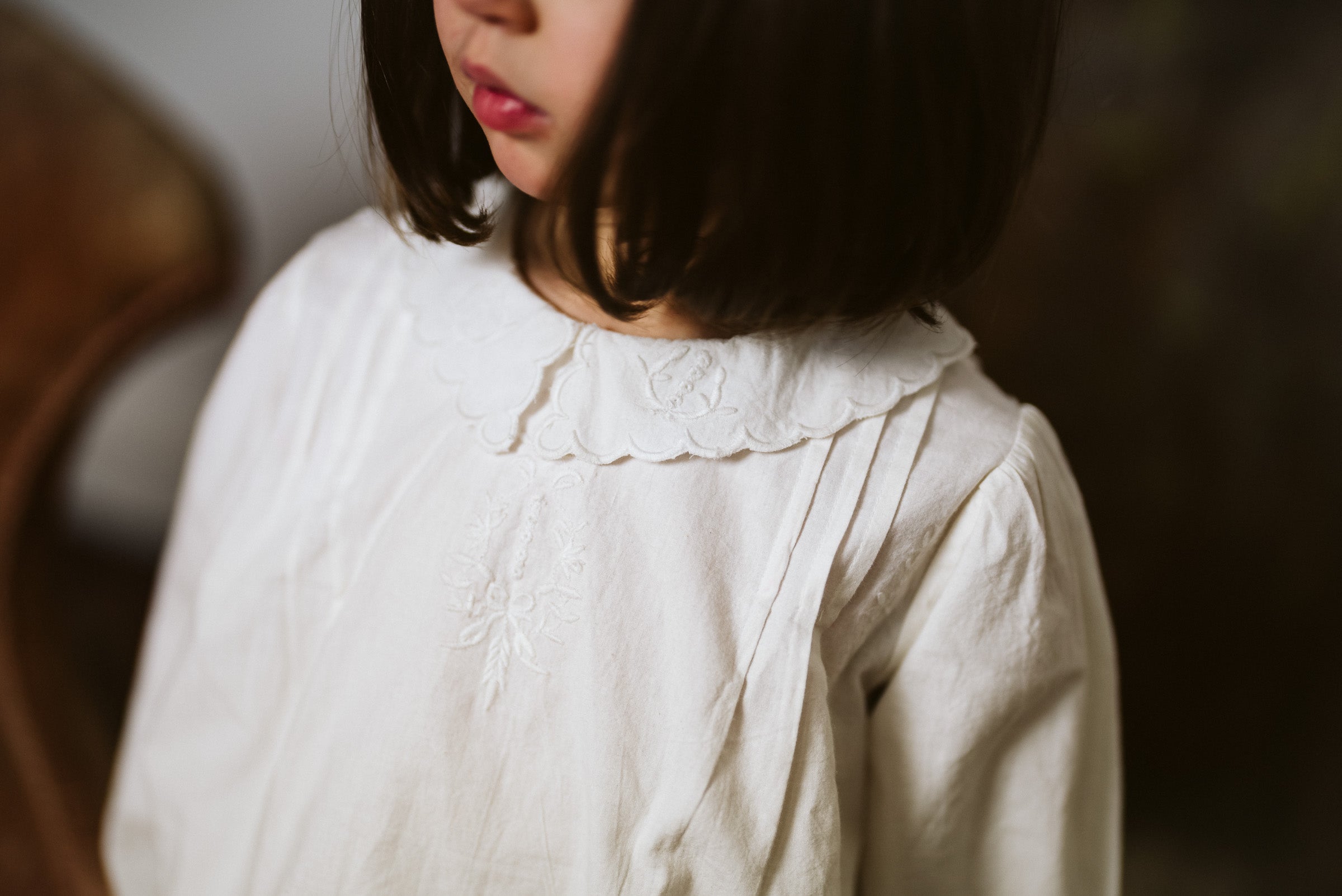 Embroidered Wendy blouse organic - off-white cotton (seconds)