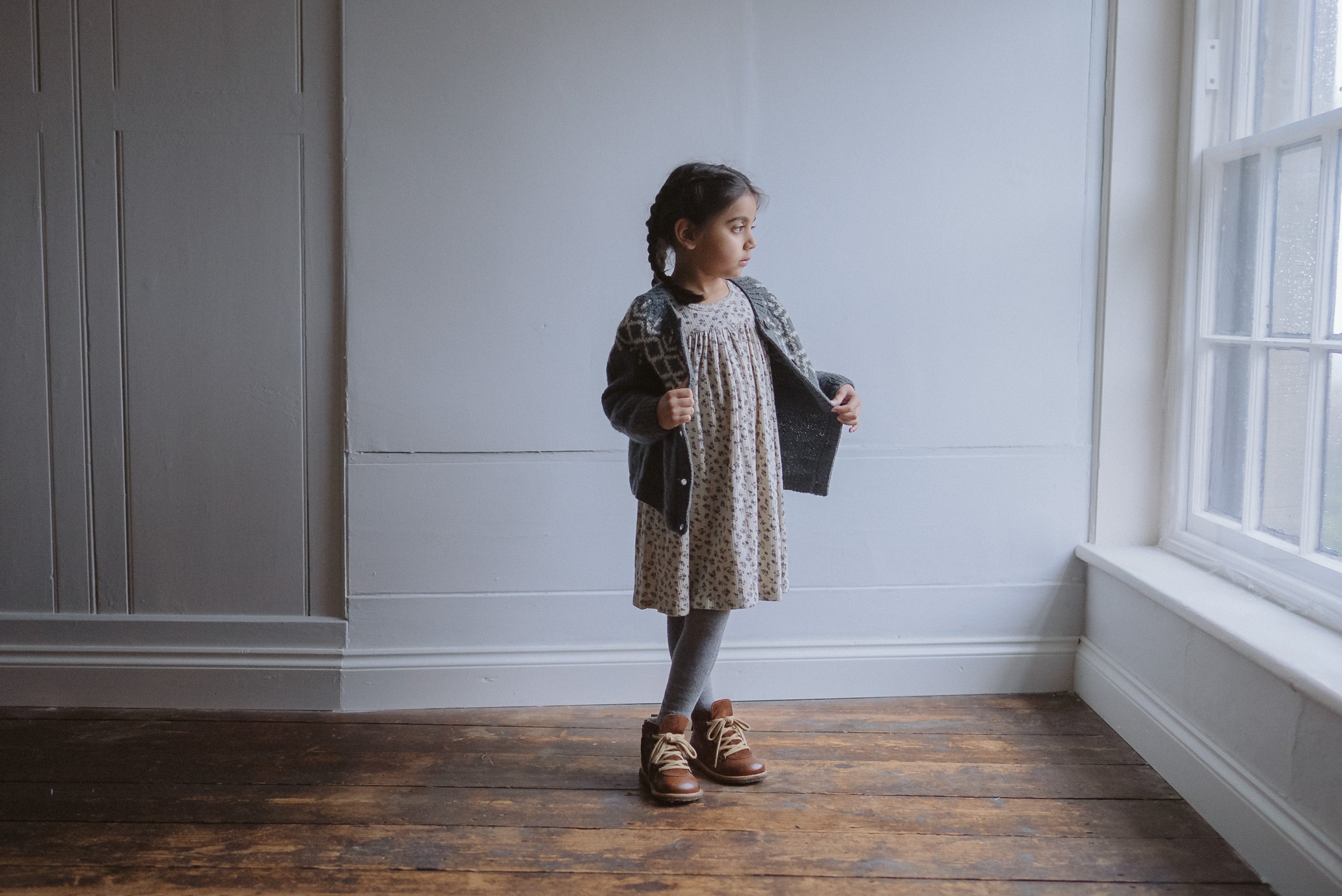 Organic Pointelle Jersey Maddie Dress - field floral (Seconds)