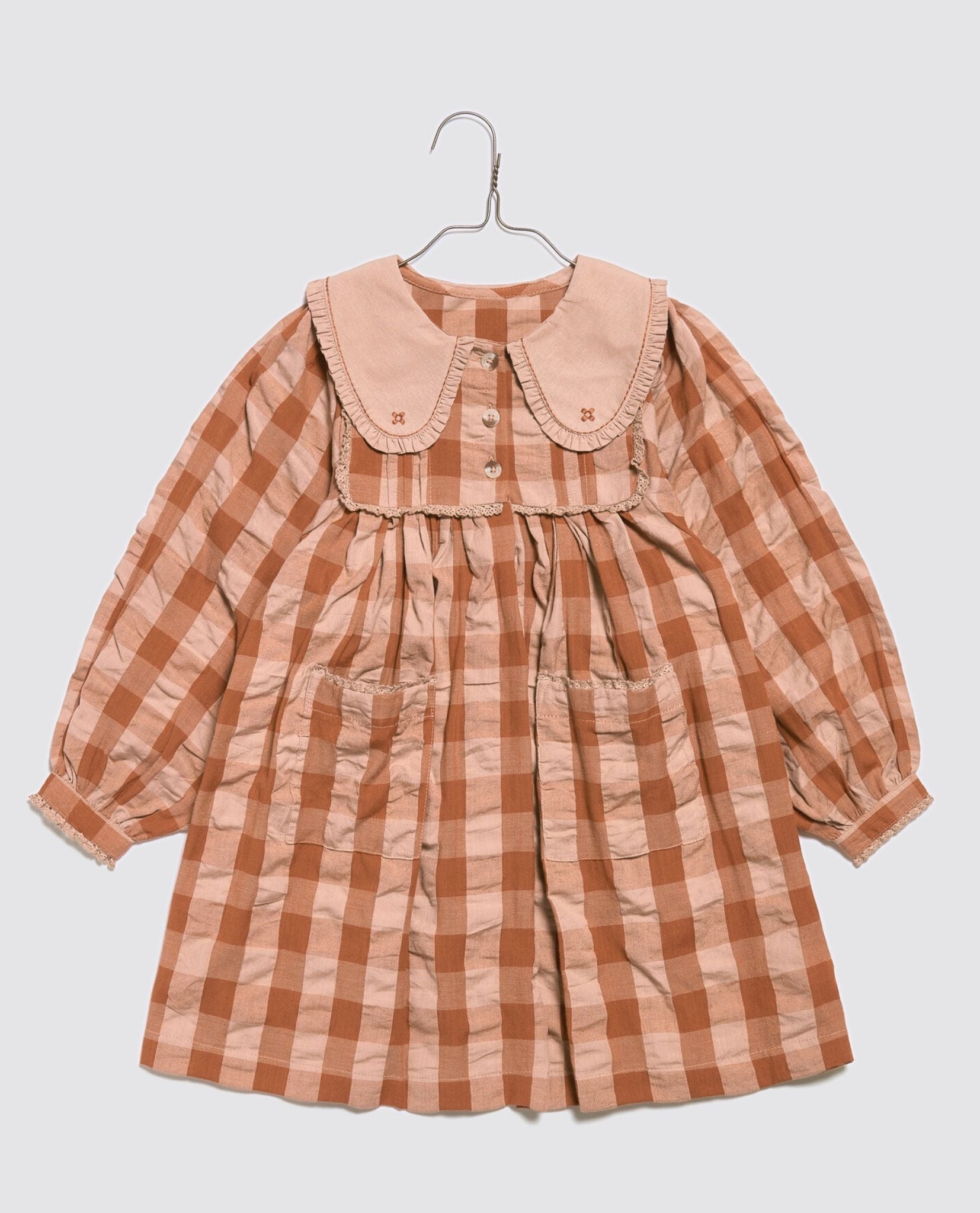 Lottie Dress - Seersucker Gingham in Russet