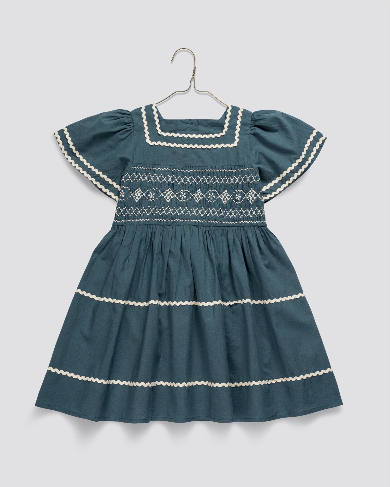 Penelope Smocked dress in Pier Blue