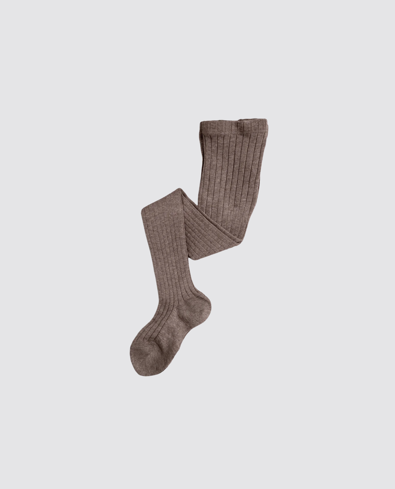 Soft brown ribbed cotton tights for children, designed with a vintage style and made from natural, sustainable materials for comfortable, ethical wear.