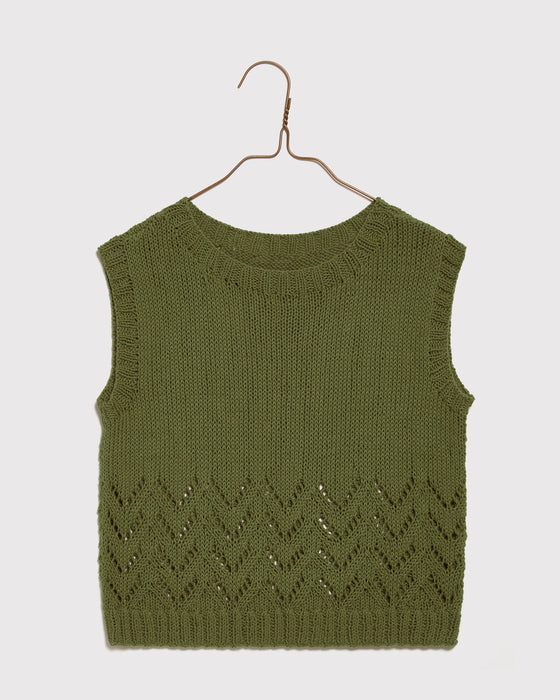 Hand-knitted Openwork Tank Top - Fern