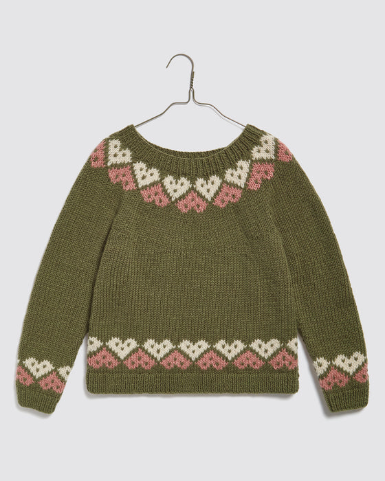 Hand-knitted Hearts Jumper - Merino Wool