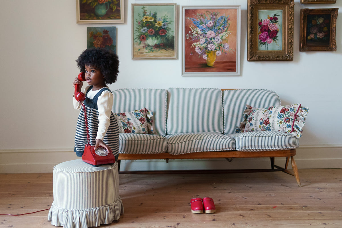 Hand-knitted Pinafore - Midnight Stripe
