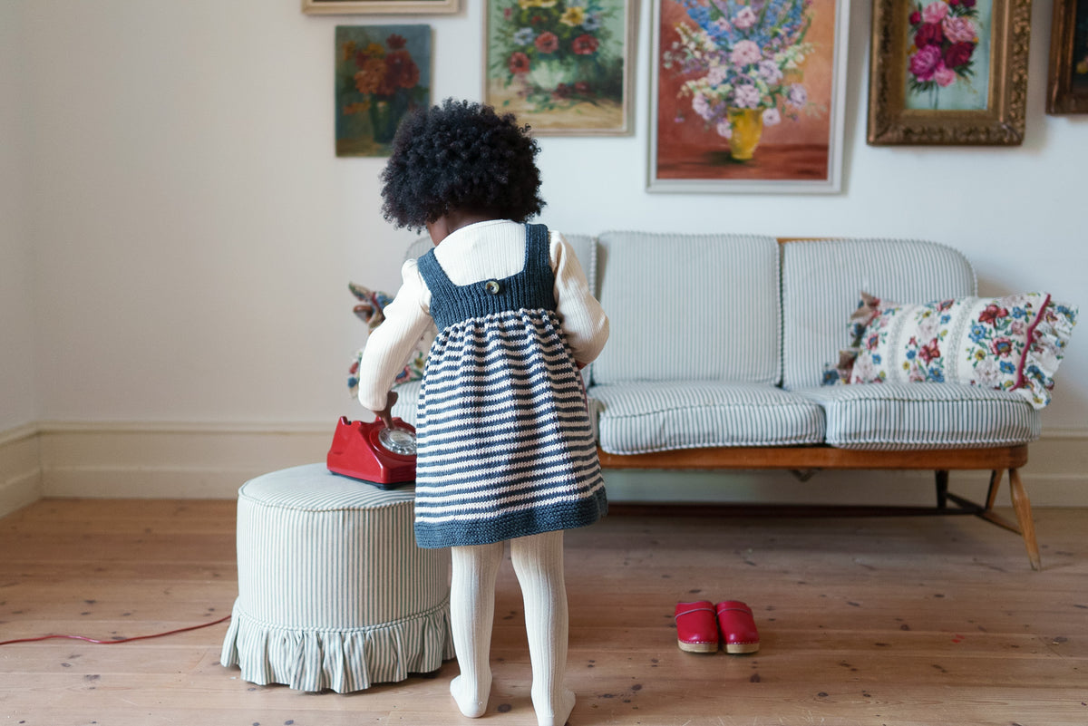 Hand-knitted Pinafore - Midnight Stripe