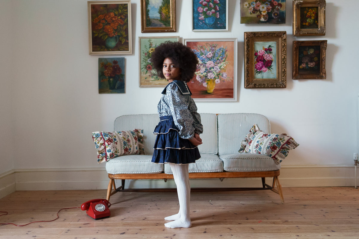 Rita Rara Skirt - Midnight Blue Floral