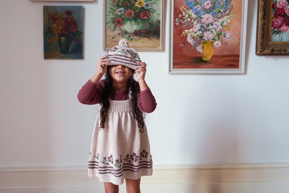 Hand-knitted Beret - Winter Rose