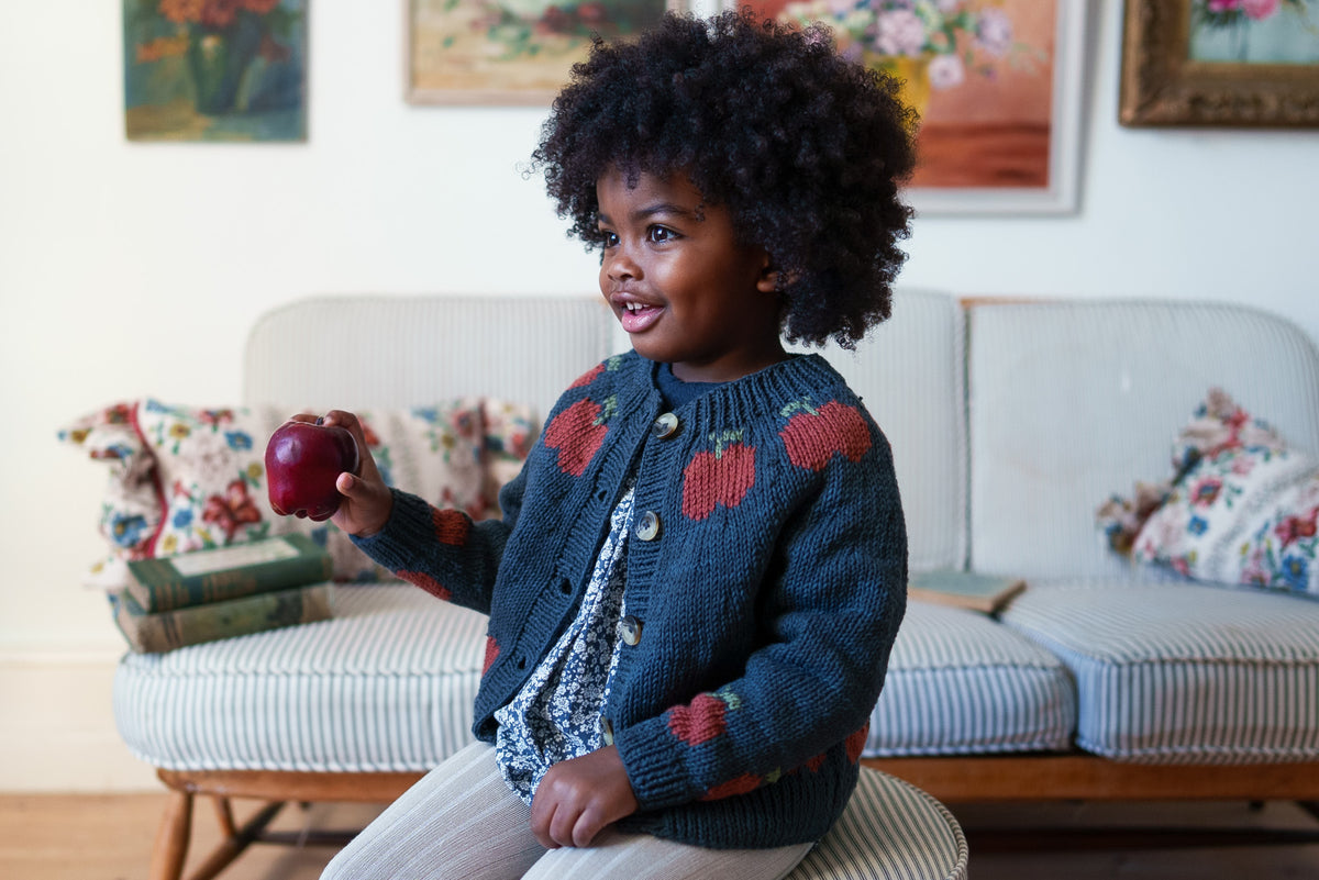 Hand-knitted Cardigan - Apples