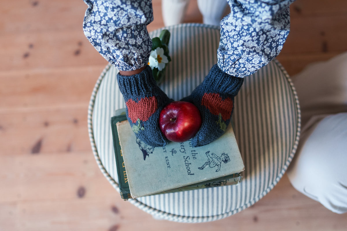Hand-knitted Mittens - Apples