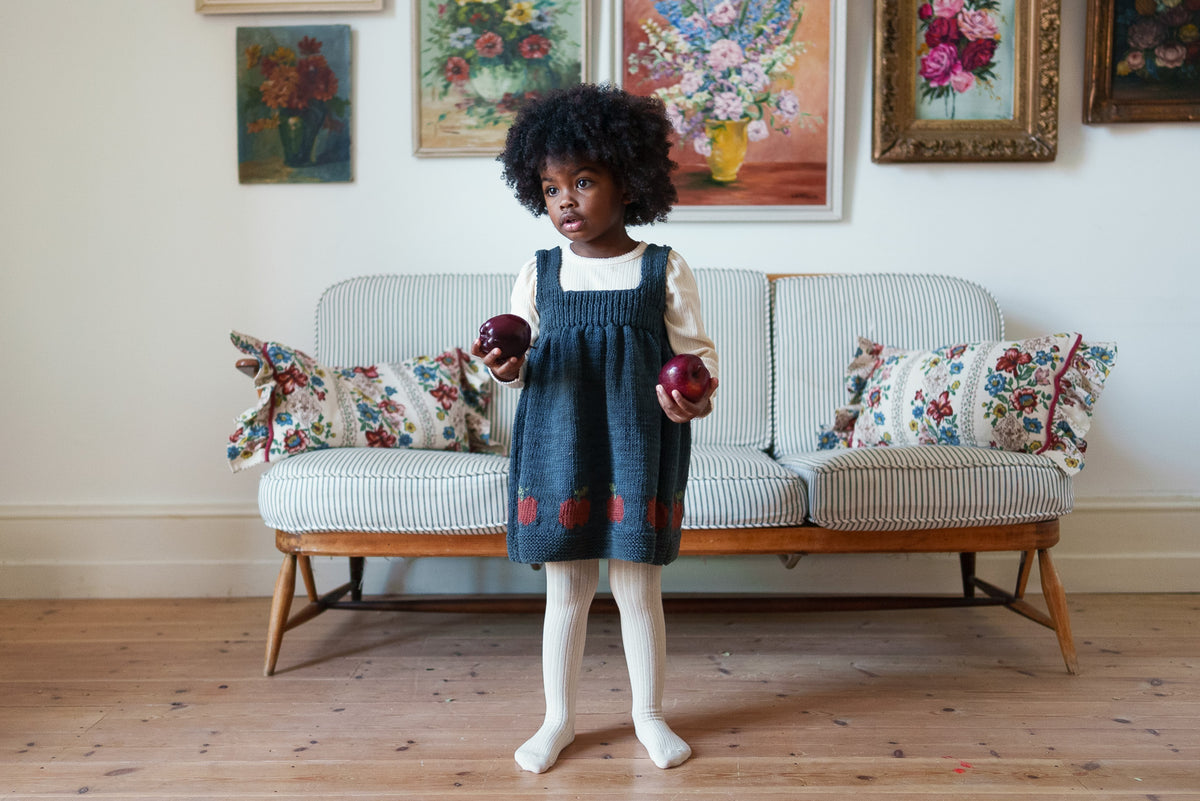 Hand-knitted Pinafore - Apples