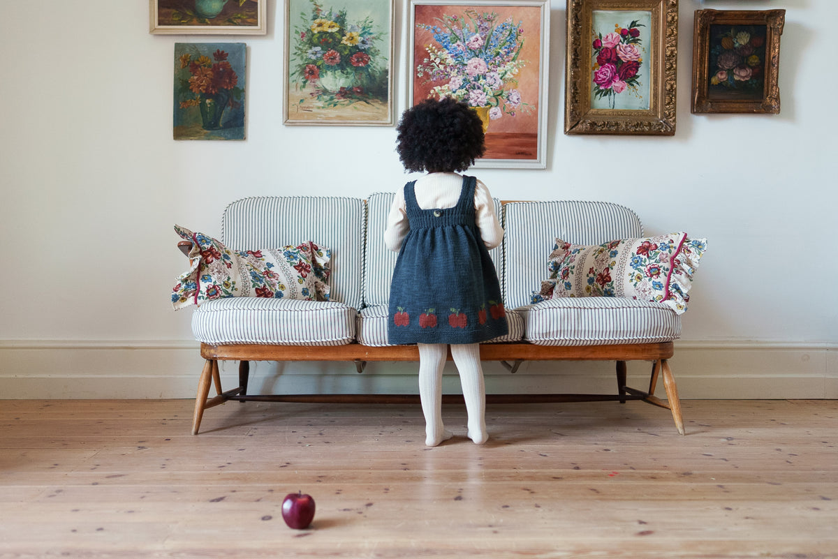 Hand-knitted Pinafore - Apples