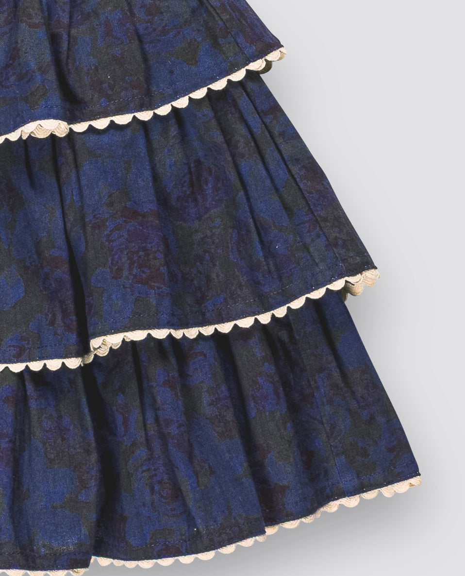 Rita Rara Skirt - Midnight Blue Floral