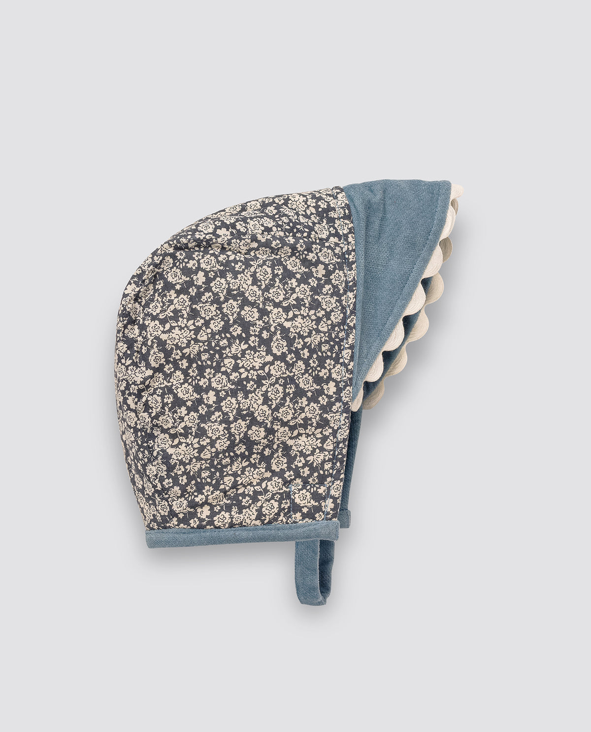 Reversible Bonnet - Barley Floral and Eggshell Velvet
