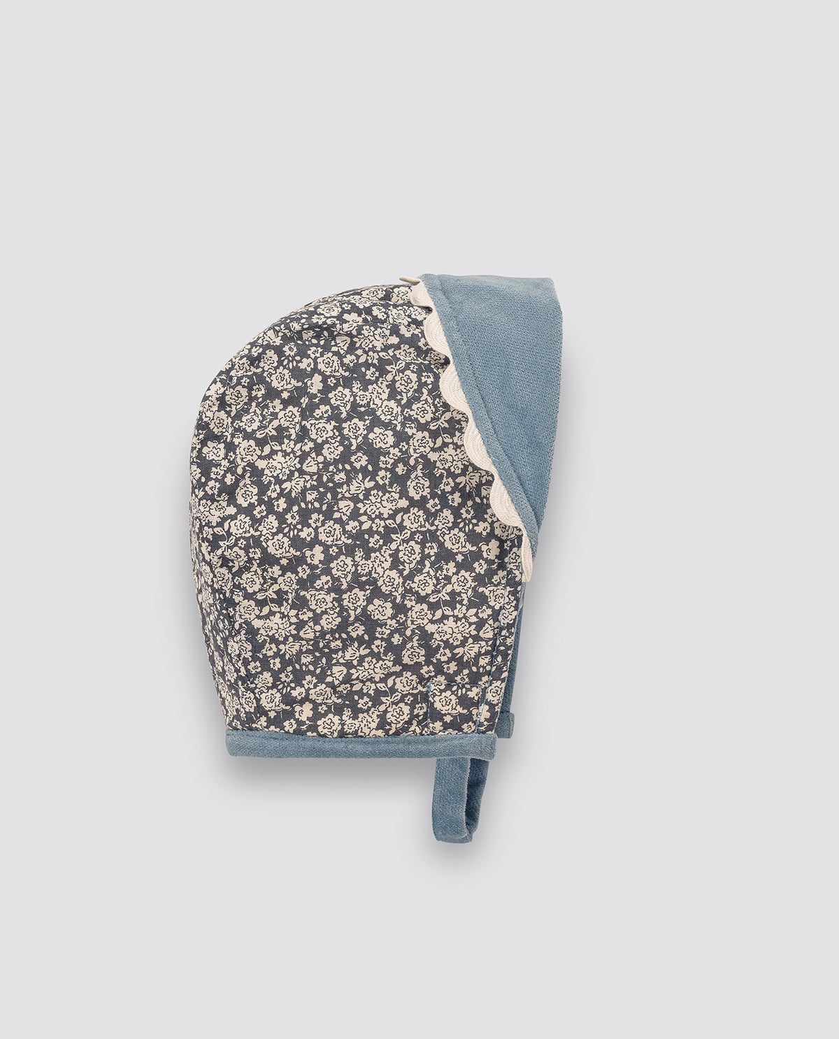 Reversible Bonnet - Barley Floral and Eggshell Velvet