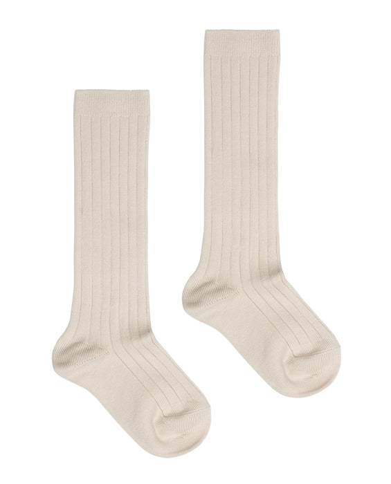 Ribbed knee high socks - buttermilk