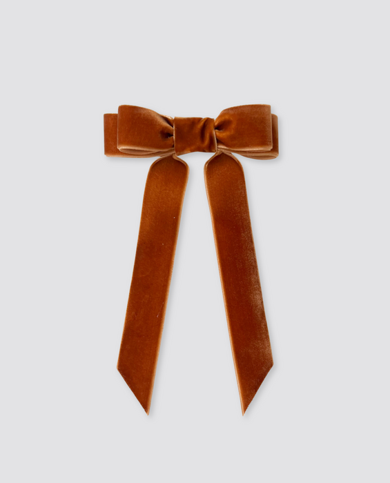 Runaround Retro Velvet Hair Bow - Chestnut