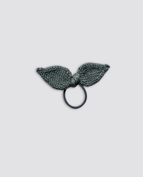 Hand knitted hair bow in sage - Theodore Children