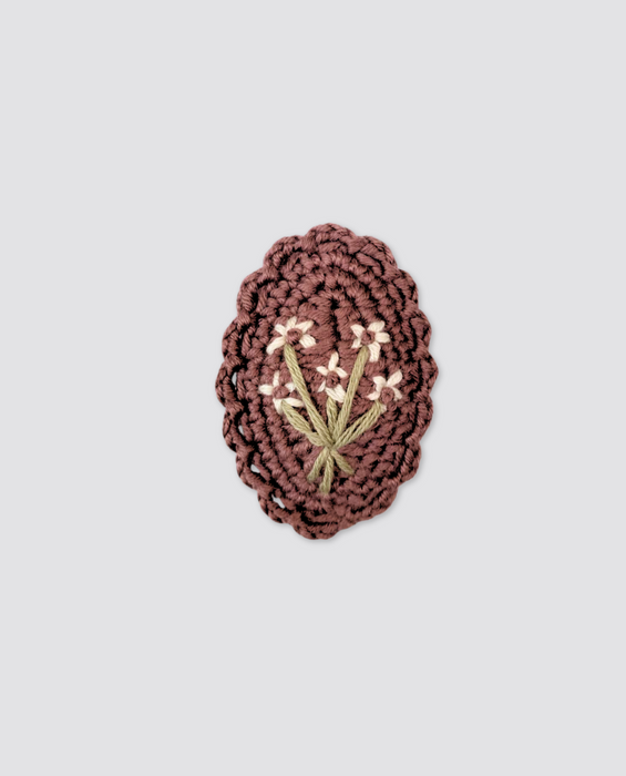 Crochet Hair Clip Bunch of Flowers - Plum