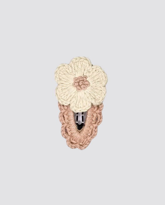 Crochet Hair Clip Daisy - Dusky Pink