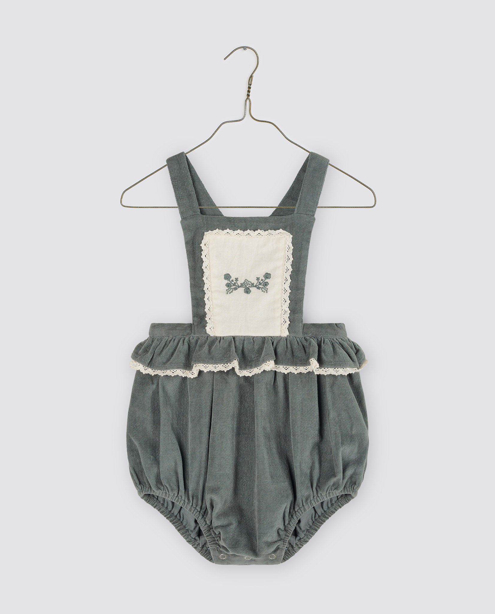 Dhalia Romper - Teal Blue Velvet (Seconds)