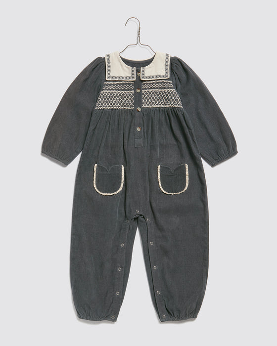 Holly Romper Velvet in Juniper