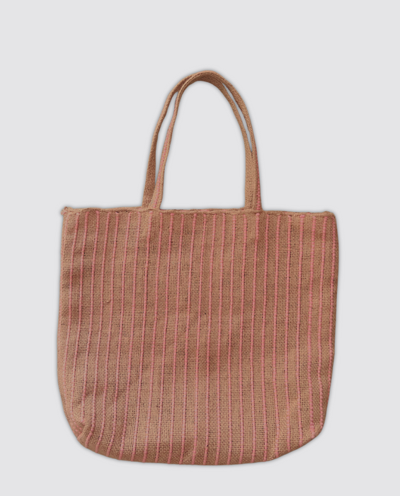 Jute bag - summer blush stripe