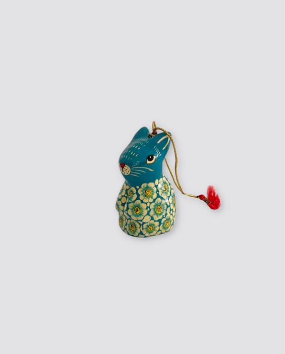 Hand painted papier mache hanging bunny