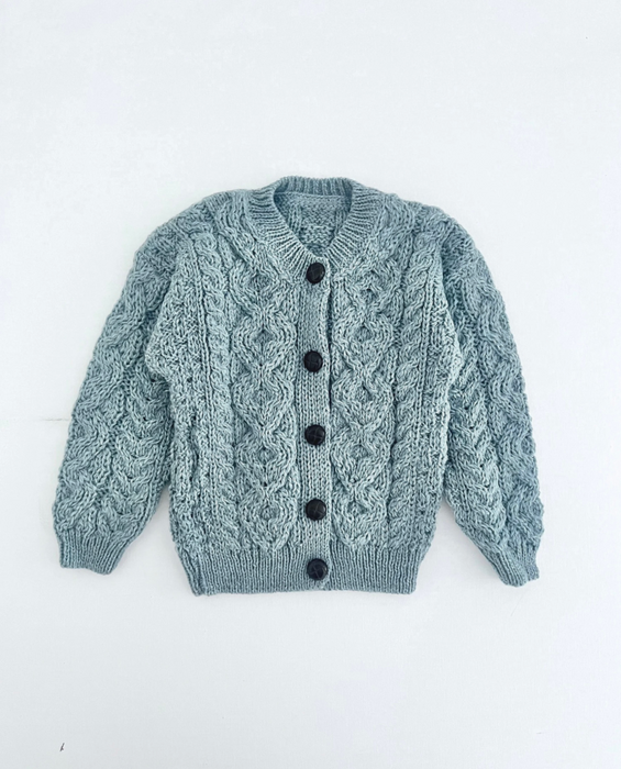 Hand-knitted Cardigan - merino blue