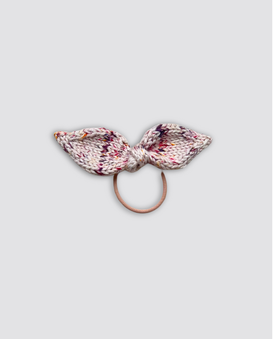 Hand knitted hair bow in sprinkles- Theodore Children