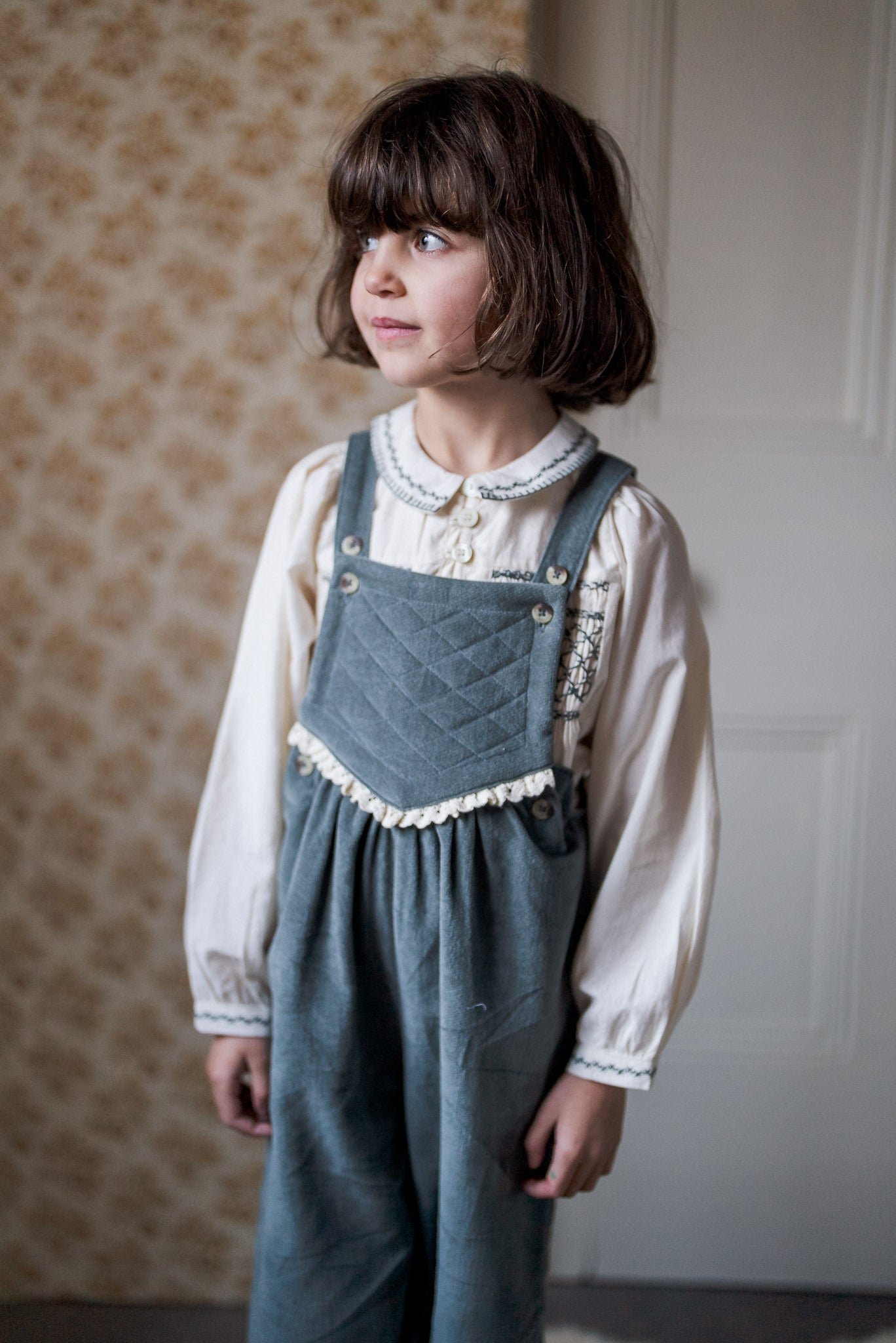 Veronica Dungarees - Teal Blue Velvet (Seconds)