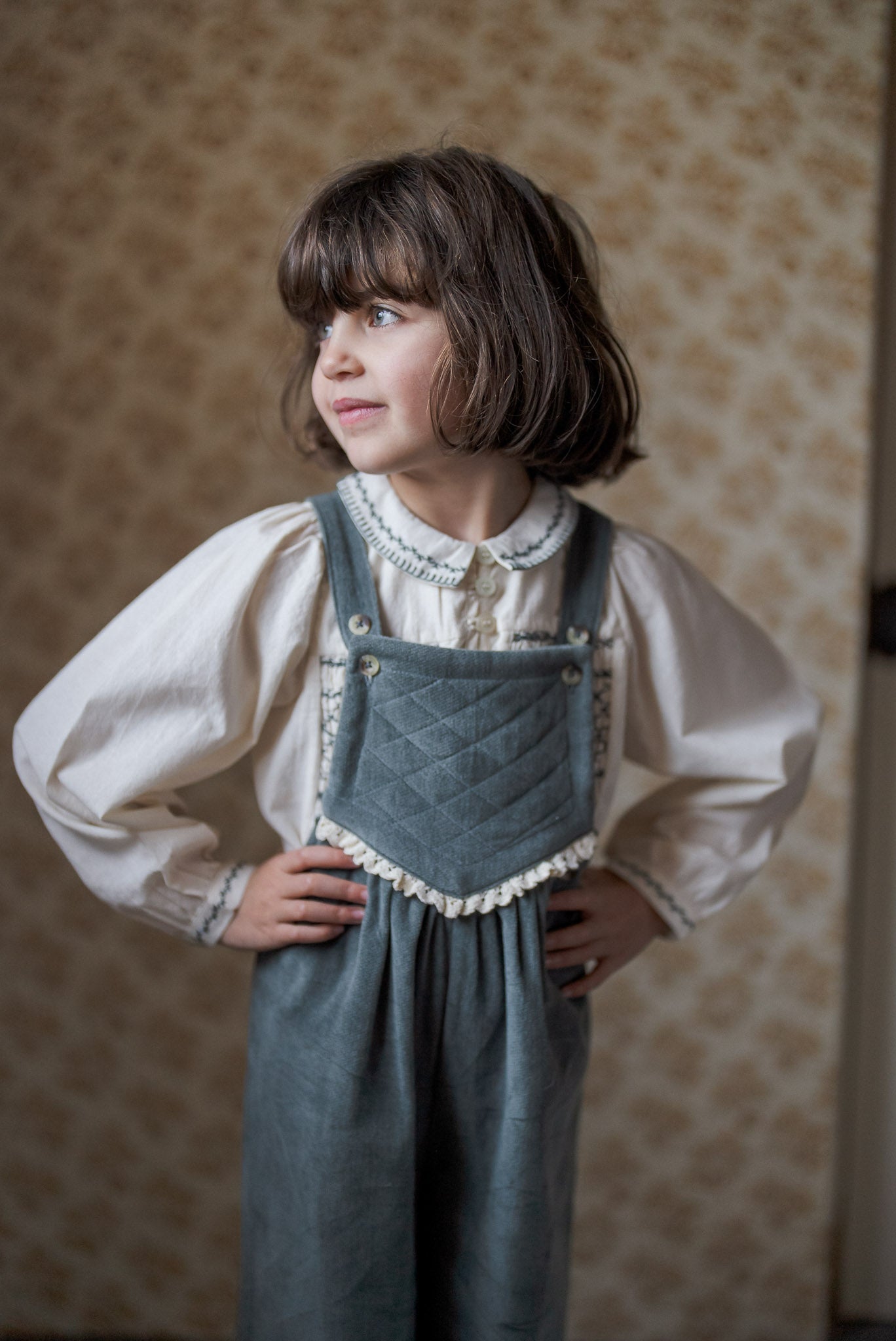 Veronica Dungarees - Teal Blue Velvet (Seconds)