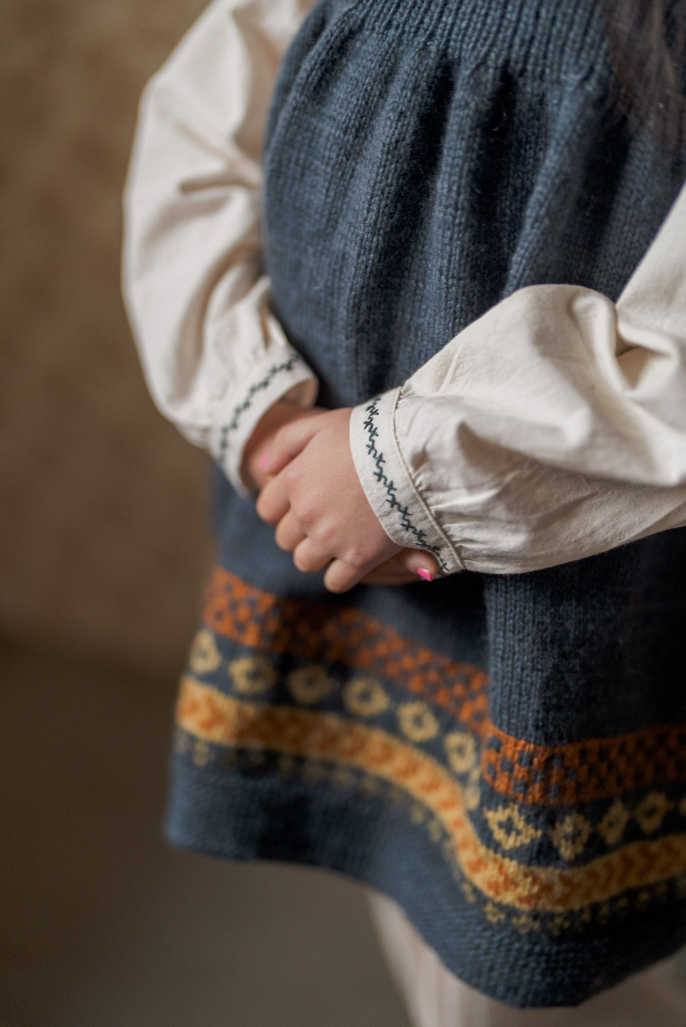 Hand-knitted dress - Fairisle Merino Pinafore