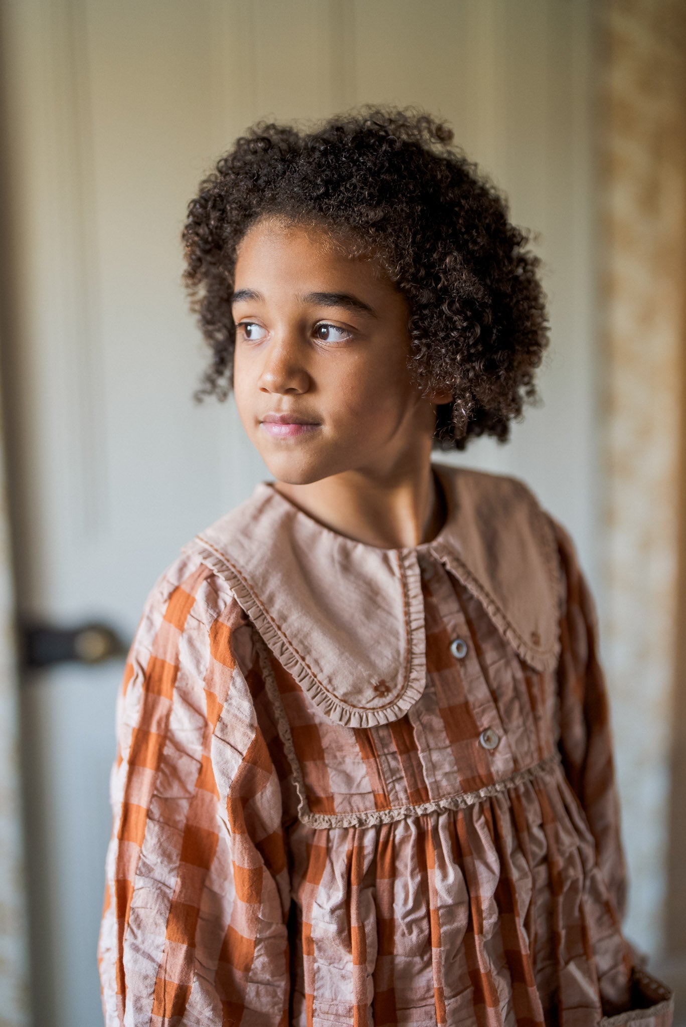 Lottie Dress - Seersucker Gingham in Russet
