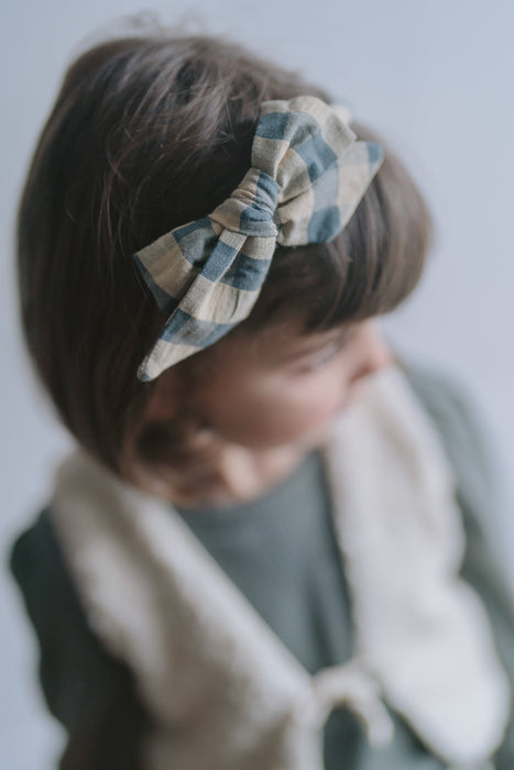 Runaround Retro Alice Band  - seersucker gingham fog