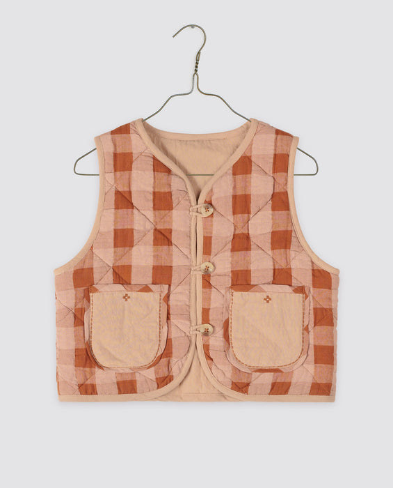 Josie Reversible Waistcoat - Seersucker Gingham in Russet