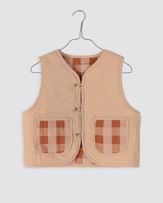 Josie Reversible Waistcoat - Seersucker Gingham in Russet