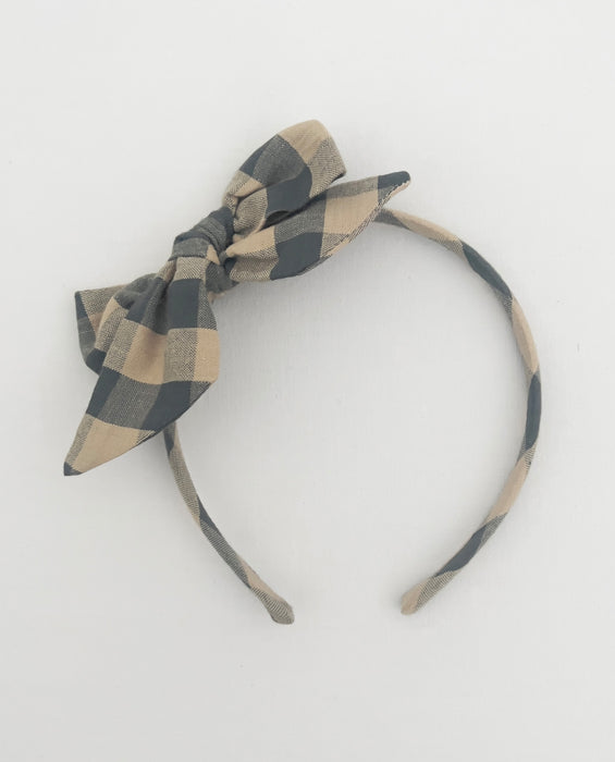 Runaround Retro Alice Band  - seersucker gingham fog