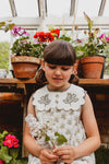 An embroidered, cotton, sailor collar accessory. Worn with the vintage style Hannah a-line, girl's dress. Pretty and handmade collar separate.