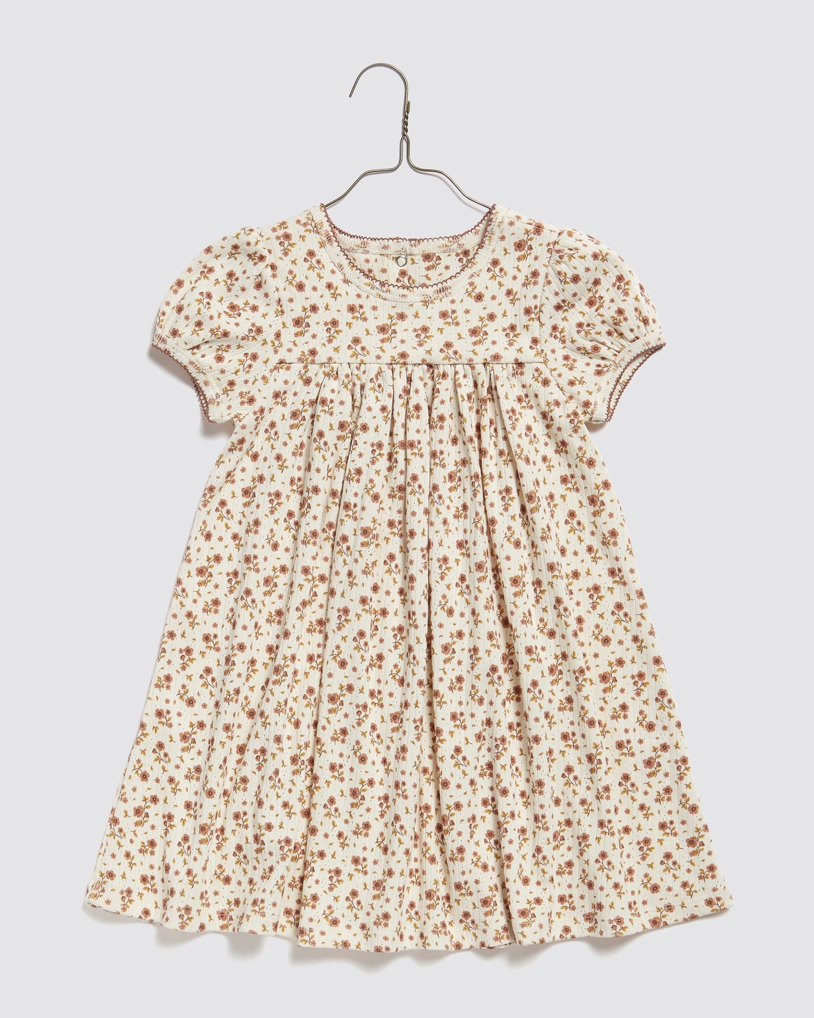 LITTLE COTTON CLOTHES NESSA DRESS / HOLLYHOCK FLORAL - Milk