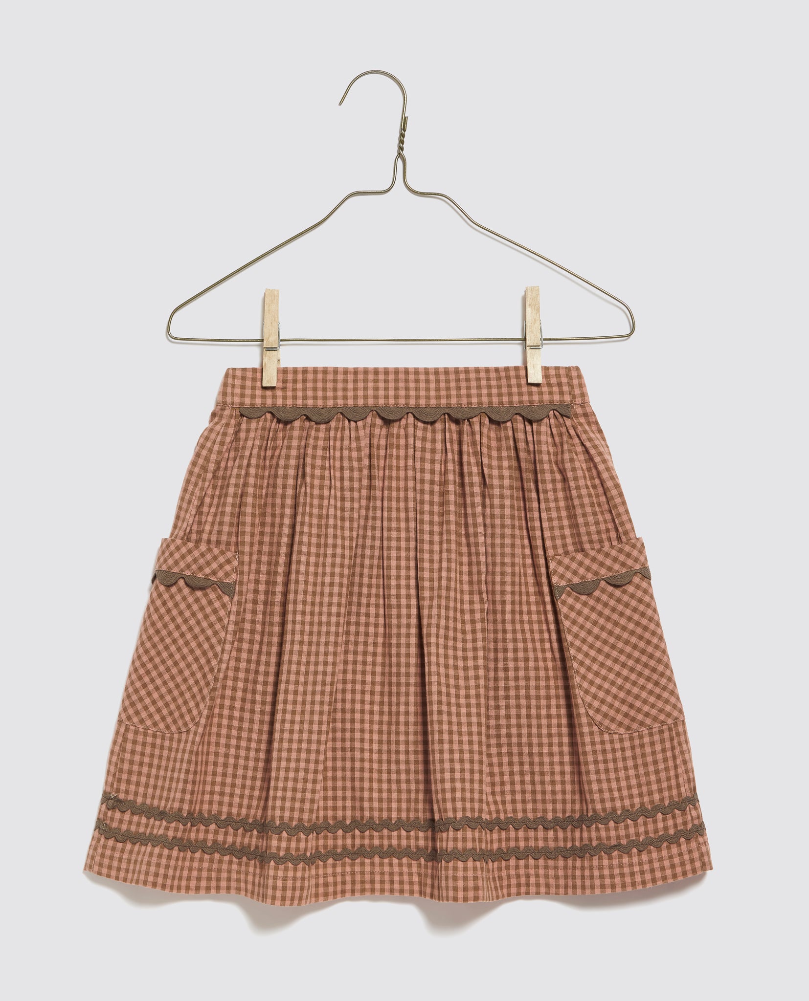 Margot Skirt Tiny Check in Tea Rose (Seconds)