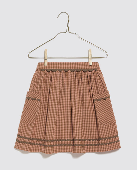 Margot Skirt Tiny Check in Tea Rose