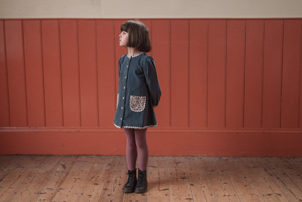 Jules Dress Velvet in Juniper