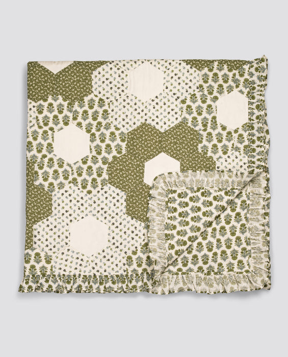Hexagon patchwork blanket - SS25 Greens