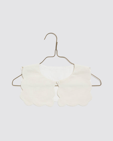 The sweetest little collar with scalloped edge and button closure.  Designed for little girls and children to be worn with collarless dresses, blouses and clothing to add a perfect finishing touch and would be so lovely for a wedding, bridesmaid or flower girl outfit or for everyday.  