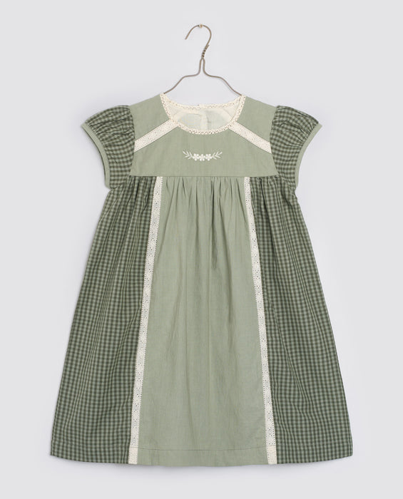 Organic Nessa Dress  - Little Green Check