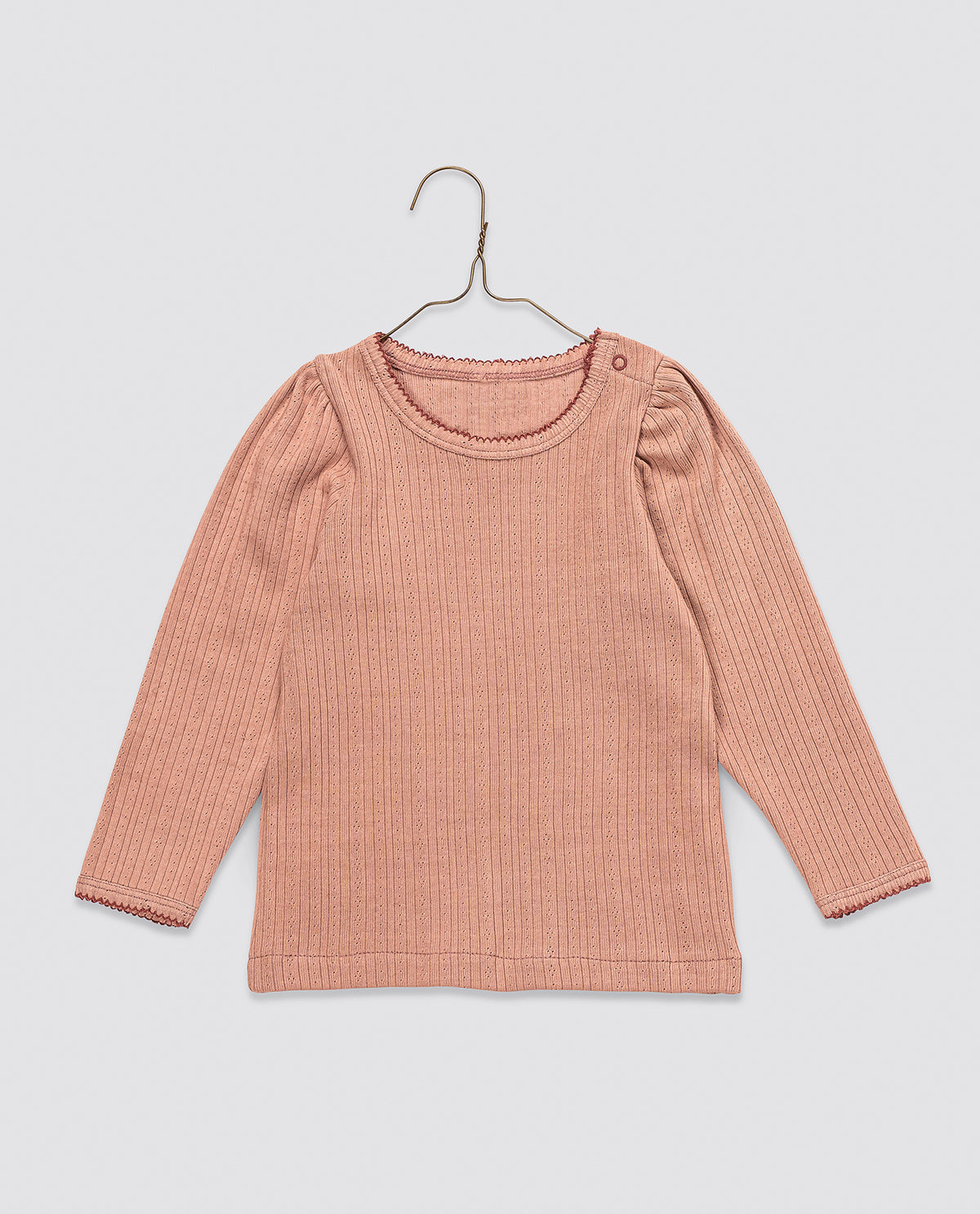Pointelle Long Sleeve T-shirt - Nougat