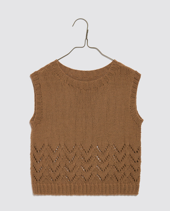 Hand-knitted Cotton Openwork Tank Top - Toffee